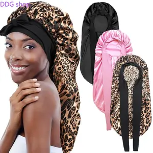 Women’s Long‑Tube Long‑Tail Satin Sleep Bonnet with Bow Streamer, Soft Smooth Perm Hair Care Headscarf Cap, Stretchy Breathable Luxurious Headwear, Ideal for Night Sleeping, Salon Perm Treatment and Daily Hair Protection