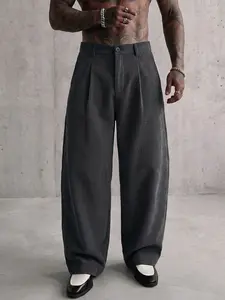 Men's Old Money Suit Pants Solid Color Corduroy Pants Straight Leg Side Pocket Basic Bottoms Retro Classical Ribbed Elastic Waist Pleated Dress Pants Soft Easily Match Casual Fall Winter Daily Lounge Pants Club wear Party Outdoor Work as A Gift