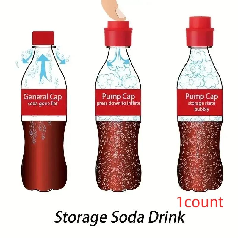 Vacuum Beverage Soda Fresh-keeping Bottle Lid, 1 Count Press Inflatable Soda Airtight Lid, Bottle Stopper Protector, Beverage Dustproof and Leak-proof Sealing Cap, Reusable Sealing Cap