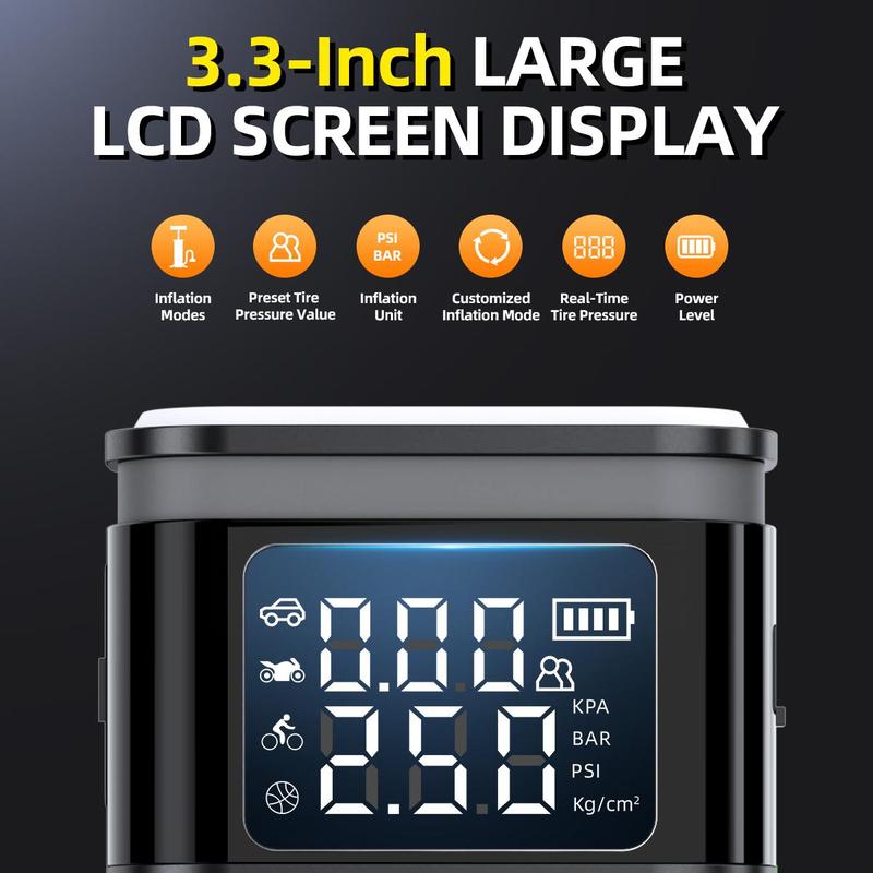 Soulor CYD22 5-in-1   with 150PSI Air Compressor, 10000mAh Portable Power Bank, LED Flashlight & SOS for Car/SUV/Truck Emergency ultra-safe