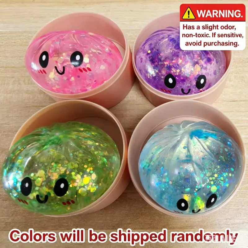 Glitter Dumpling Squishy Sensory Squishies Fidget Maltose Series with Box Dumplings Sensory Squeeze Toy for Stress Relief Dumpling Squeeze Stress Balls Random Color