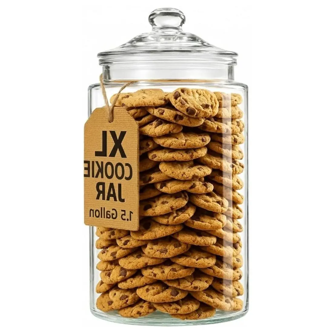 1.5 Gallon Tall Glass Cookie Jar with Airtight Lid - Large Food Storage Canister for Sugar, Flour, Treats, Candy, Biscotti & Apothecary - Pack of 1Gift