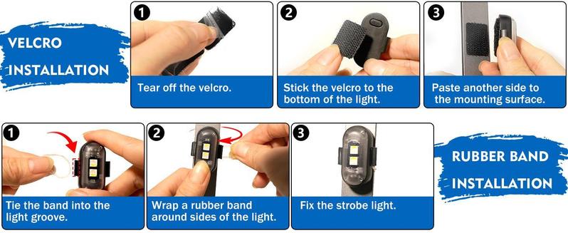 Waterproof Wireless LED Lights with Remote Control 8 Colors USB Charging Strobe Light for Cars Drones Motorcycles Bikes Trucks Emergency Warning Flashing Modes