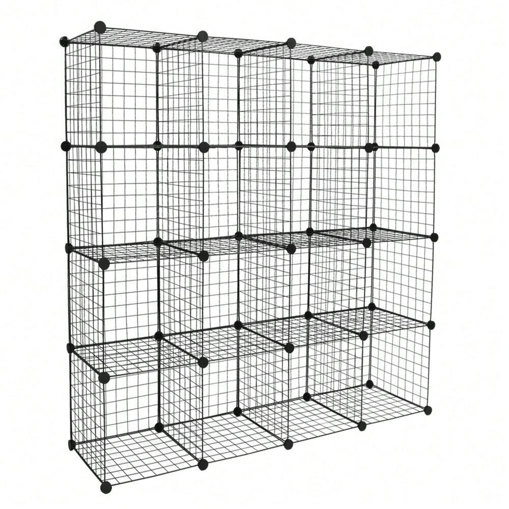 outstanding quality  1pc 16 Wire Cube Storage Origami Shees Metal Grid Multifunction Sheing Unit Modular Cubbies Organizer Bookcase