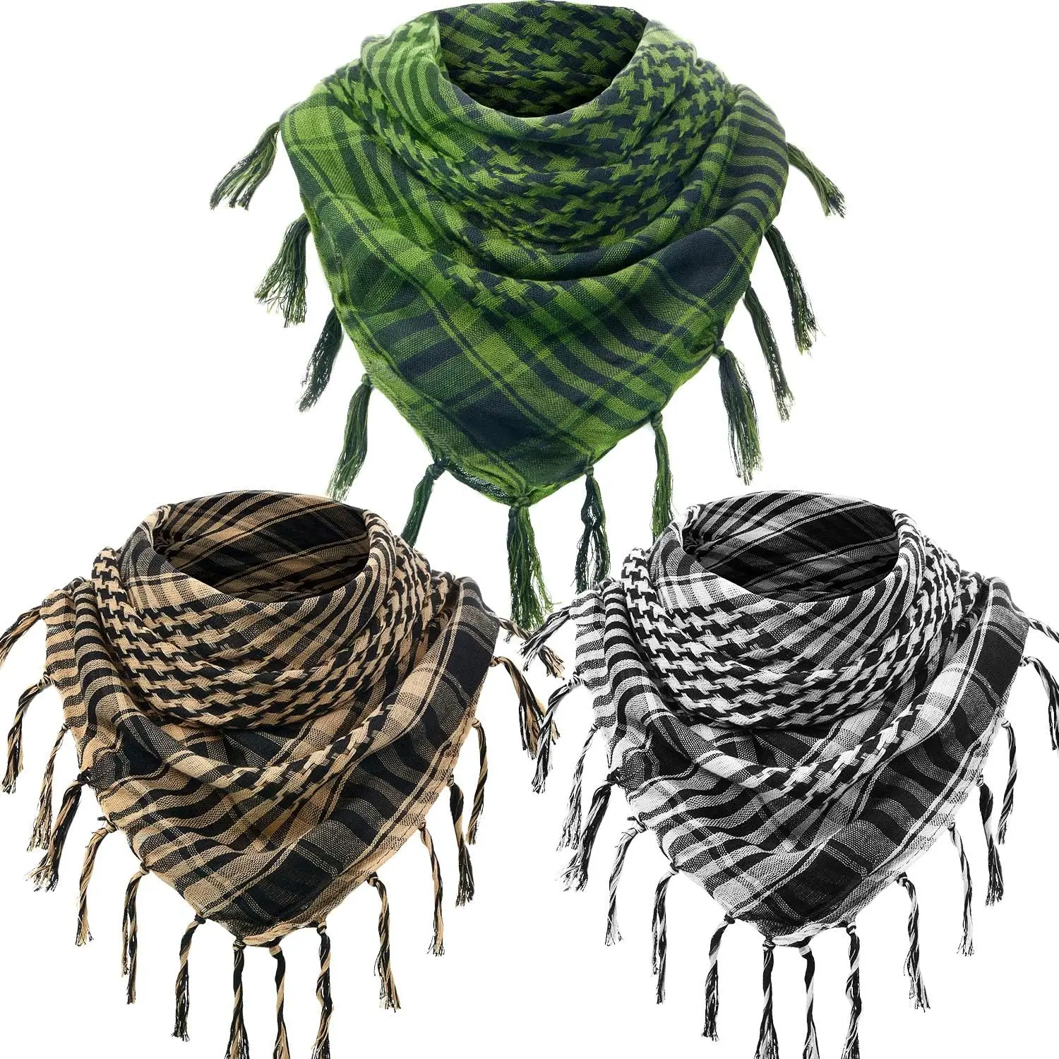 3 count Shemagh Scarf Men Keffiyeh Scarf Arab Scarves Unisex  Turban with Tassels for Men Women Winter Outdoor