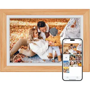 Touch Digital Picture Frame WiFi 10 inch IPS Touch Screen Digital Photo Frame Display, 32GB Storage, Auto-Rotate, Share Photos via App, Email, Cloud, Classic 10 Brown