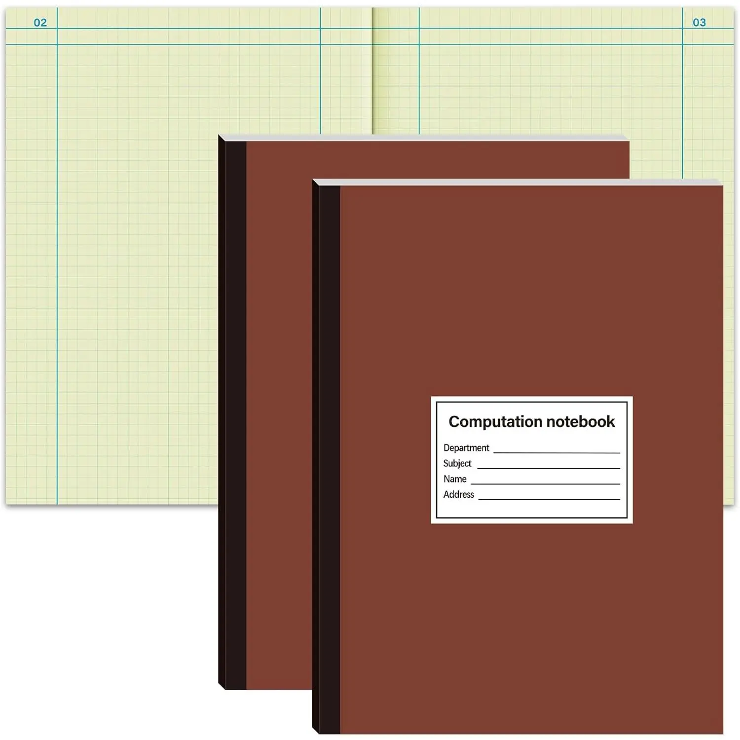 Fuyoooo 2 Pcs Computation Notebook 4x4 Quad Ruled, Grid Engineering Notebook Green Paper Lab Notebook for Drawings Planning Engineering and Technical Applications, 11-1/4" x 9-1/4"