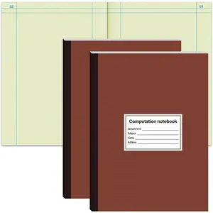 2 Pcs Computation Notebook 4x4 Quad Ruled Grid Engineering Green Paper Lab Notebook for Drawings Planning Engineering and Technical Applications, 11-1/4" x 9-1/4"