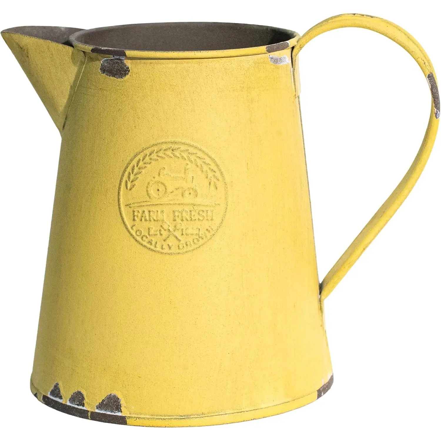 Rustic Yellow Flower Vase, Shabby Chic Metal Jug Pitcher Vase, Mini Vase  Table  Decor, Spring Decor
