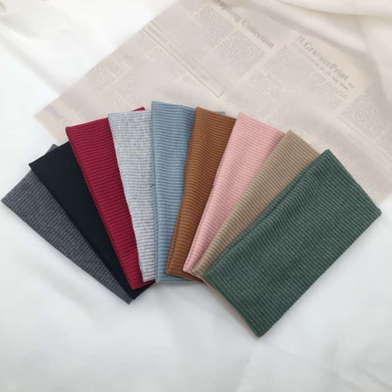 5Pcs Women's Ribbed Workout Headbands - Wide Elastic Sweatbands for Yoga & Running