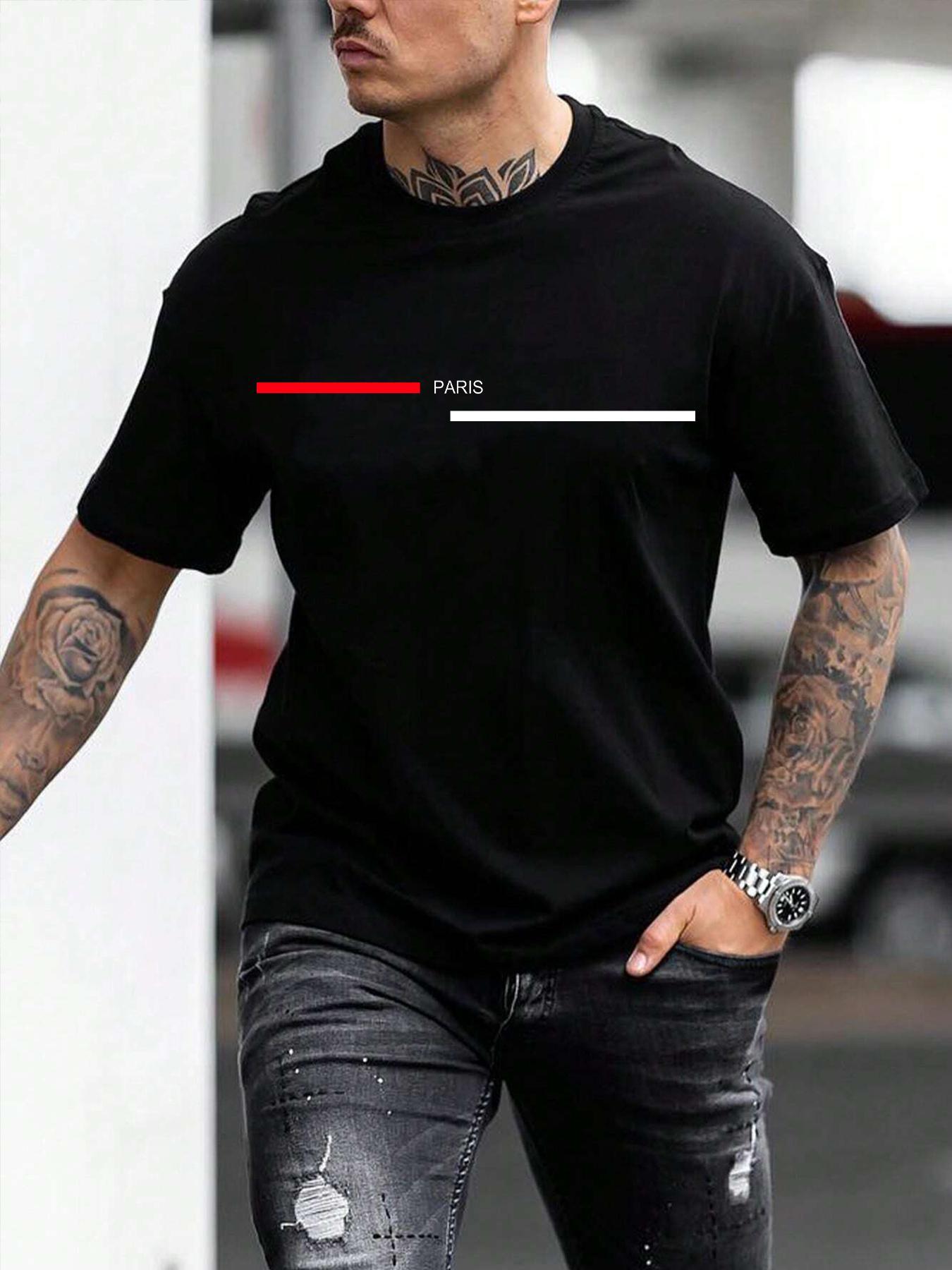 Men's Letter Print Round Neck Sleep Tee, Casual Short Sleeve Crew Neck Sleep Top for All Seasons, Regular Fit Sleepwear for Men, Fitted, Menswear