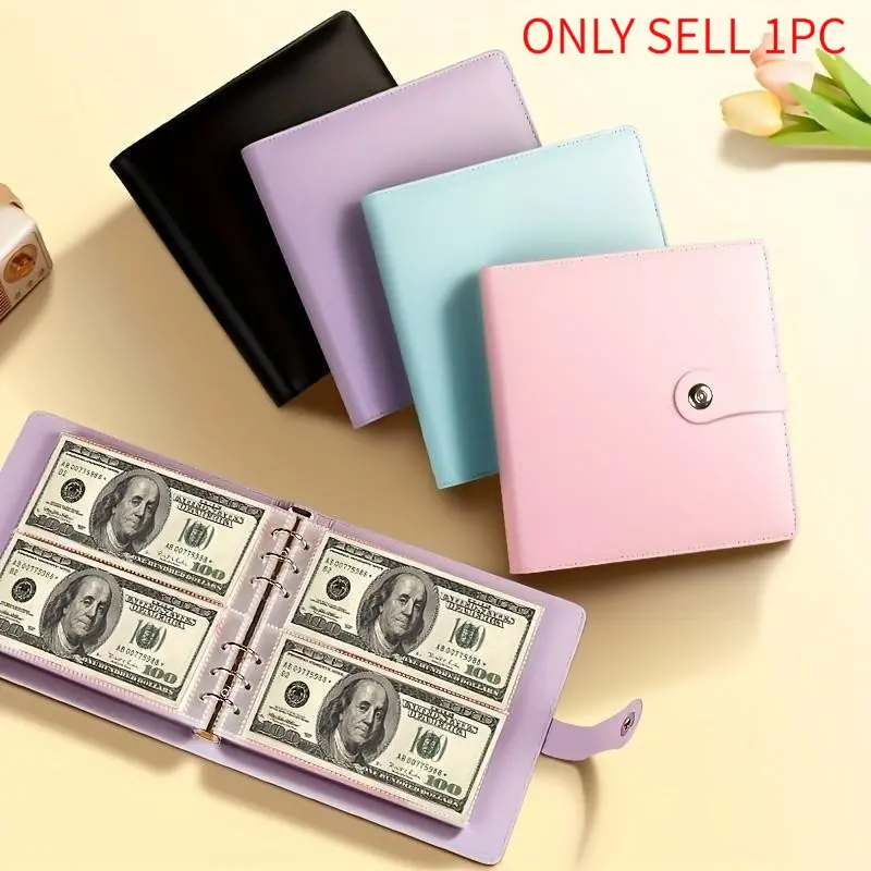 Large Capacity Binder Folder with Snap Closure, 50 Sheets/200 Pages, Budget Tracking, Cash Ledger, Financial Planning, Password Management, Cash Storage Binder