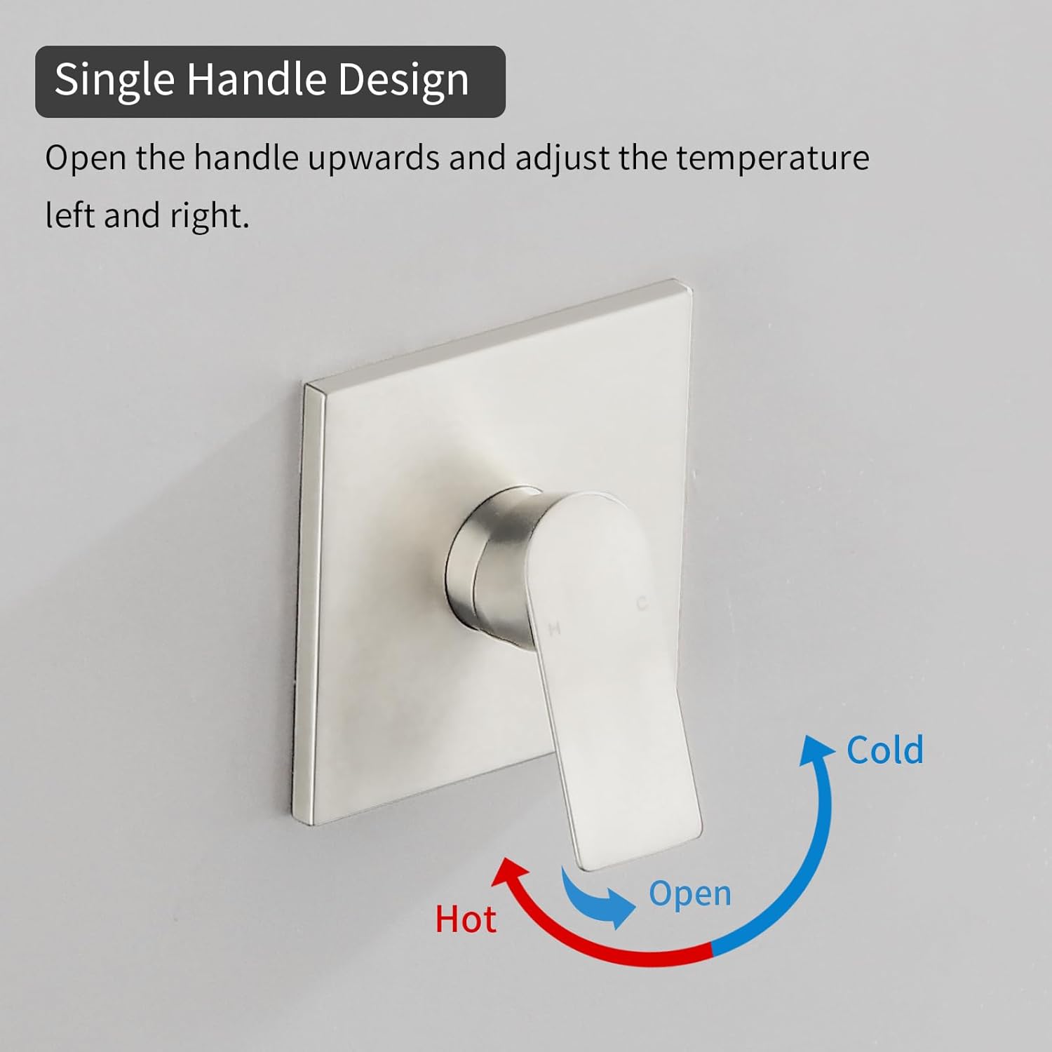 2 Function Shower Valve Kit Single-Handle Shower Valve and Trim Kit Shower Faucet Handle Bathroom Shower Control Valve Kit Rough-In Shower Trim Kit Shower Mixing Valve Brushed Nickel