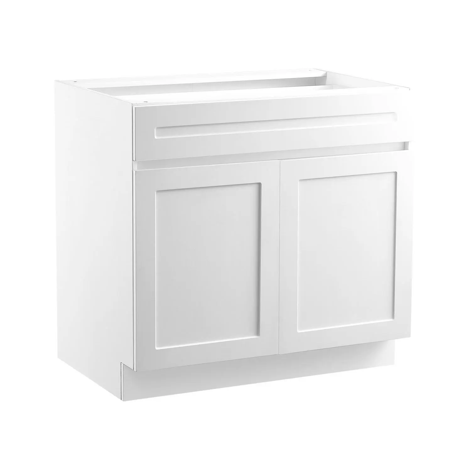 Shaker Base Cabinet, 30 In W X 24 In D X 34.5 In H, White Finish, Ready To Assemble With Drawer, Kitchen Storage Cabinet, Classic Shaker Door, Durable Wood Composite Construction, Ideal For Cabinets And Pantry Organization