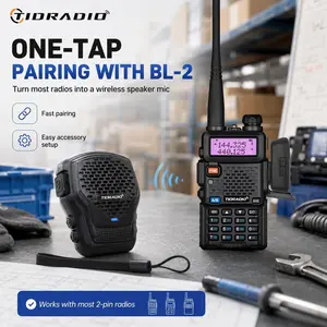TIDRADIO Q2L Walkie Talkie Wireless Speaker Mic, Multifunctional Bluetooth PTT Mic for Ham Radio, AI Noise Reduction, Odmaster Global Communication, Optional BL-2 Adapter for Most Radios