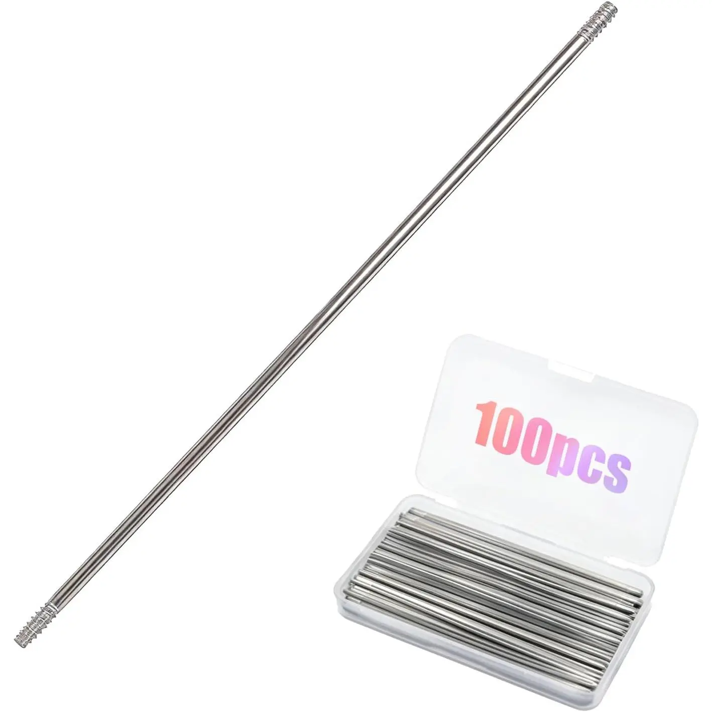 100 count Pen Extenders for Beadable Pens, 4.6 Inch, Stainless Steel | Blank Metal Bars,  Rods for DIY Crafts,  Making Supplies, Teacher Gifts and Office Accessories