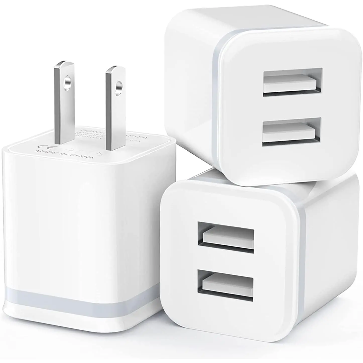 USB Wall Charger,  3-Pack 2.1A 5V  Port Cube Power Adapter Plug Block  Box Brick for  14 13 12 11 Pro Max SE XS XR X 8 7 6 6S Plus, Galaxy, , , Android Phones