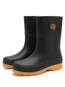 Men's Waterproof Drawstring Fashionable Rain Boots, Stylish Long Design in Three Trendy Colors, Anti-Slip for Outdoors & Commute Footwear