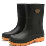 Men's Waterproof Drawstring Fashionable Rain Boots, Stylish Long Design in Three Trendy Colors, Anti-Slip for Outdoors & Commute Footwear, Rain Shoes