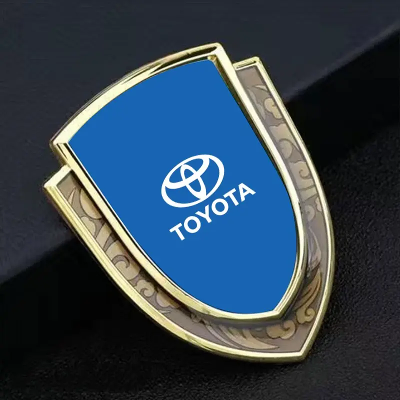 Metal Laser Shield Car Sticker, Blue Dual Color 3D Body Side Decal, Universal Window Tail Door Customization, Toyota Accessories, Car Decals