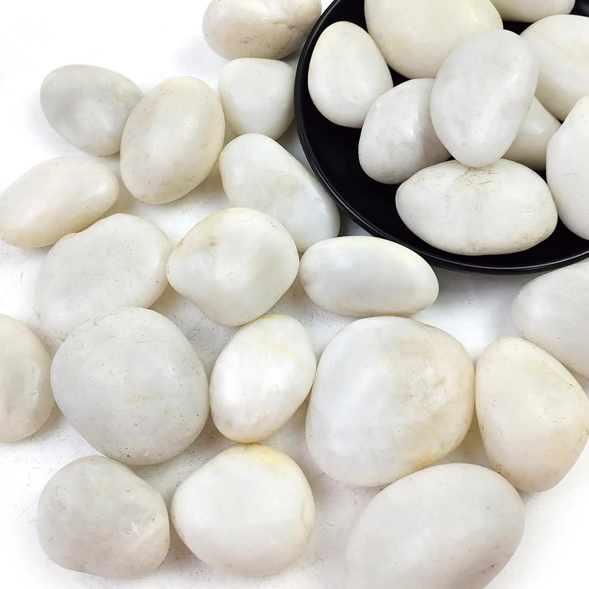 5LB White River Rocks - 2-3 inch High Polished Decorative , Stones for Landscaping,  River Rocks for Outdoor Décor, ,Vase Filler,Fish