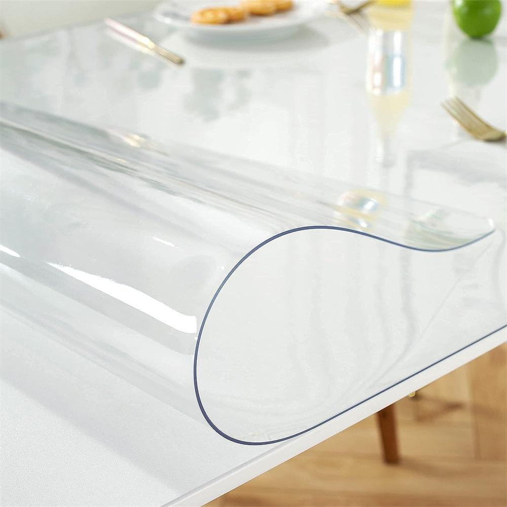 Ultra-flexible 1.5mm Transparent  white  table  cloth  Mat - Fold-resistant , Waterproof, Oil-proof, Heat-resistant up to 120℃, Environmentally friendly, Odorless, Easy to clean without leaving marks (for dining tables/desks/children's tables) tiktokshops