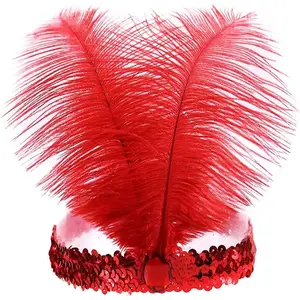 Sequins Feather Headpiece Headband 1920s Carnival Party Headwear for Women Grils