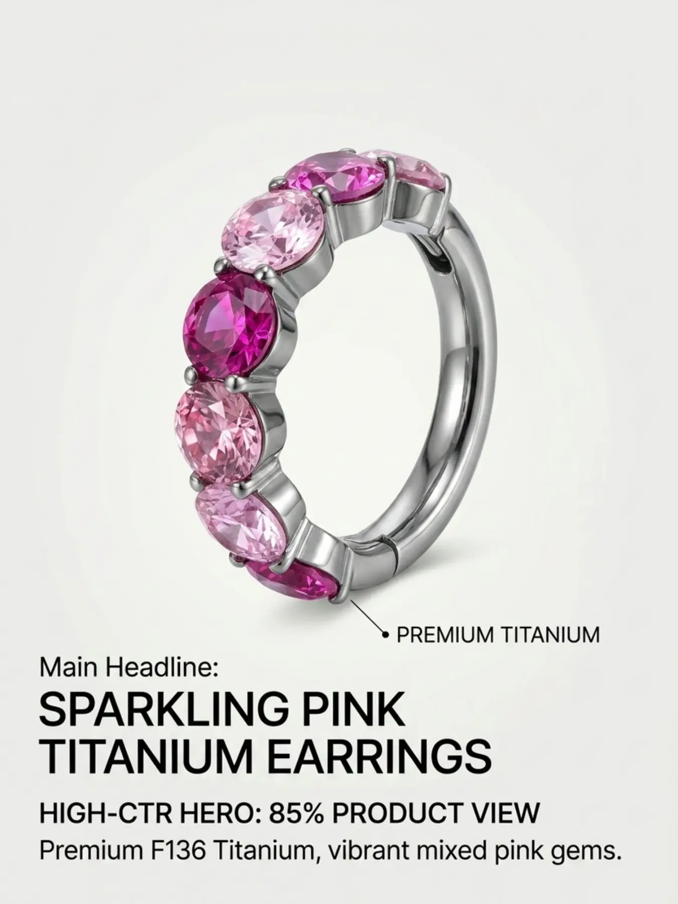F136 Titanium Alloy Zircon Earrings, Elegant Jewelry for Women, Durable and Lightweight, Perfect for Daily Wear and Special Occasions