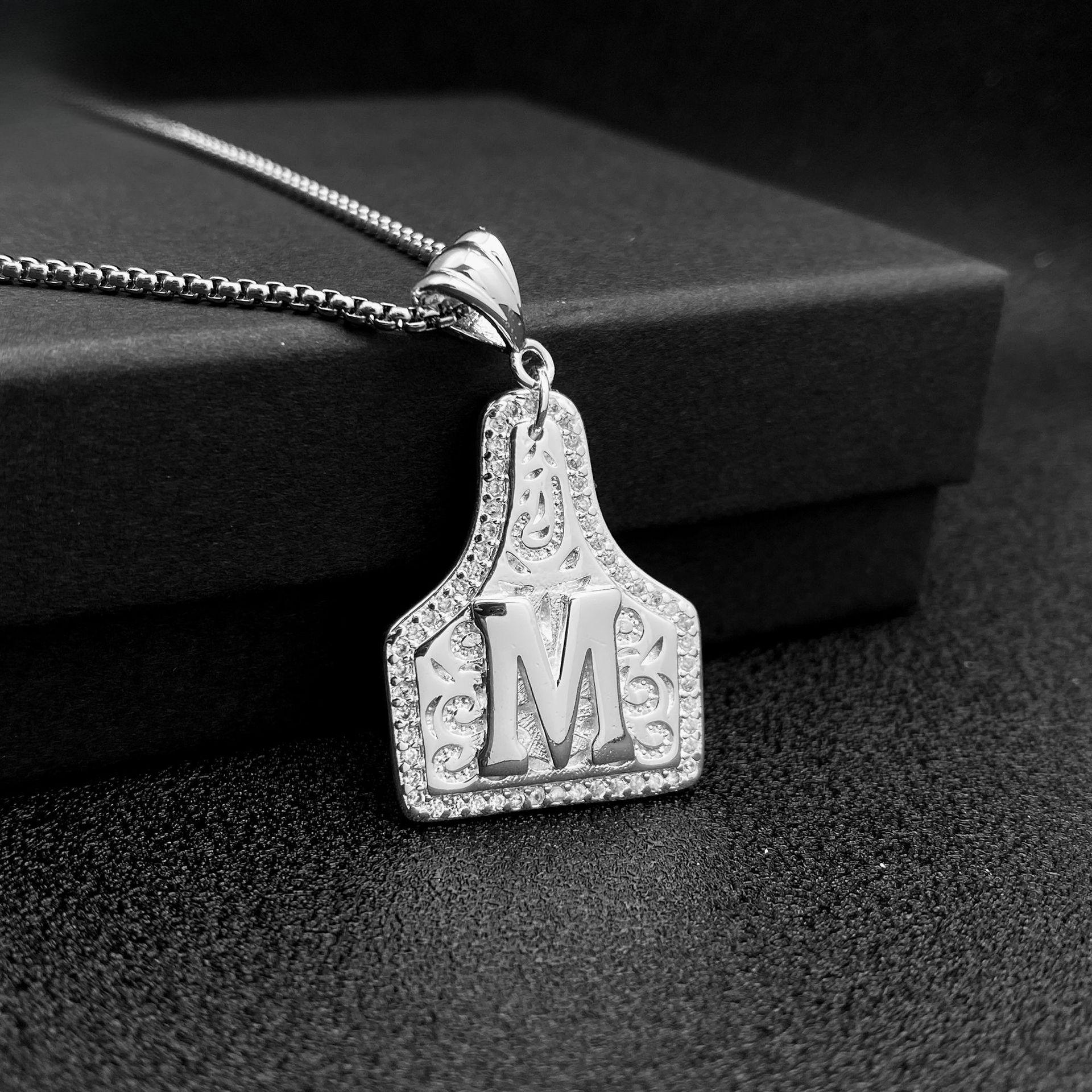 Handmade CowTag Initial Necklace Two-Toned Letter Pendant Adjustable 20 Inch Chain Western Jewelry Gift for Men Women