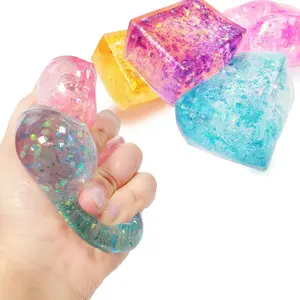 4pcs Glitter Ice Cubes - Colorful Sensory Fidget Toys for Adults & Kids, Fun Squeeze Ball for Stress Relief, Holiday and Birthday Gifts, Perfect Party Toy Gift, Easter Basket Giftfidget toys
