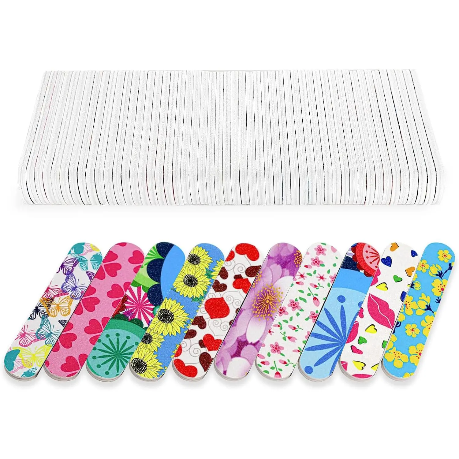 Mini Nail Files (50 Packs), Colorful Emery Boards for Nails Double Sided 180 Grit Emory, Gifts Bulk Fingernails Manicure Tools Shaping Buffing Smoothing Filers Cute 3.5”