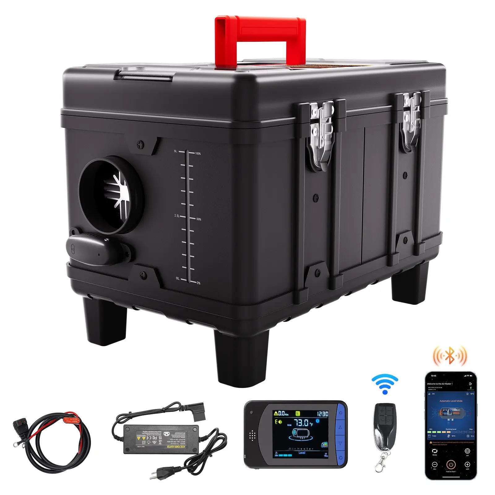 VEVOR 8KW Diesel Heater, 12V/24V All in One Diesel Air Heater, with Bluetooth APP Control, Remote Control and Display Screen, CO Alarm, Fast Heating Portable Diesel Heater for Vehicles and Garage