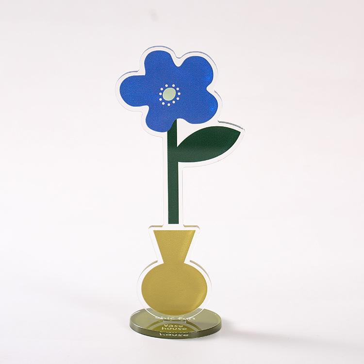 3PCS Acrylic Cute Cartoon Flower Sticky Note Clip Vertical Photo Stand Desktop Decoration for Office Home