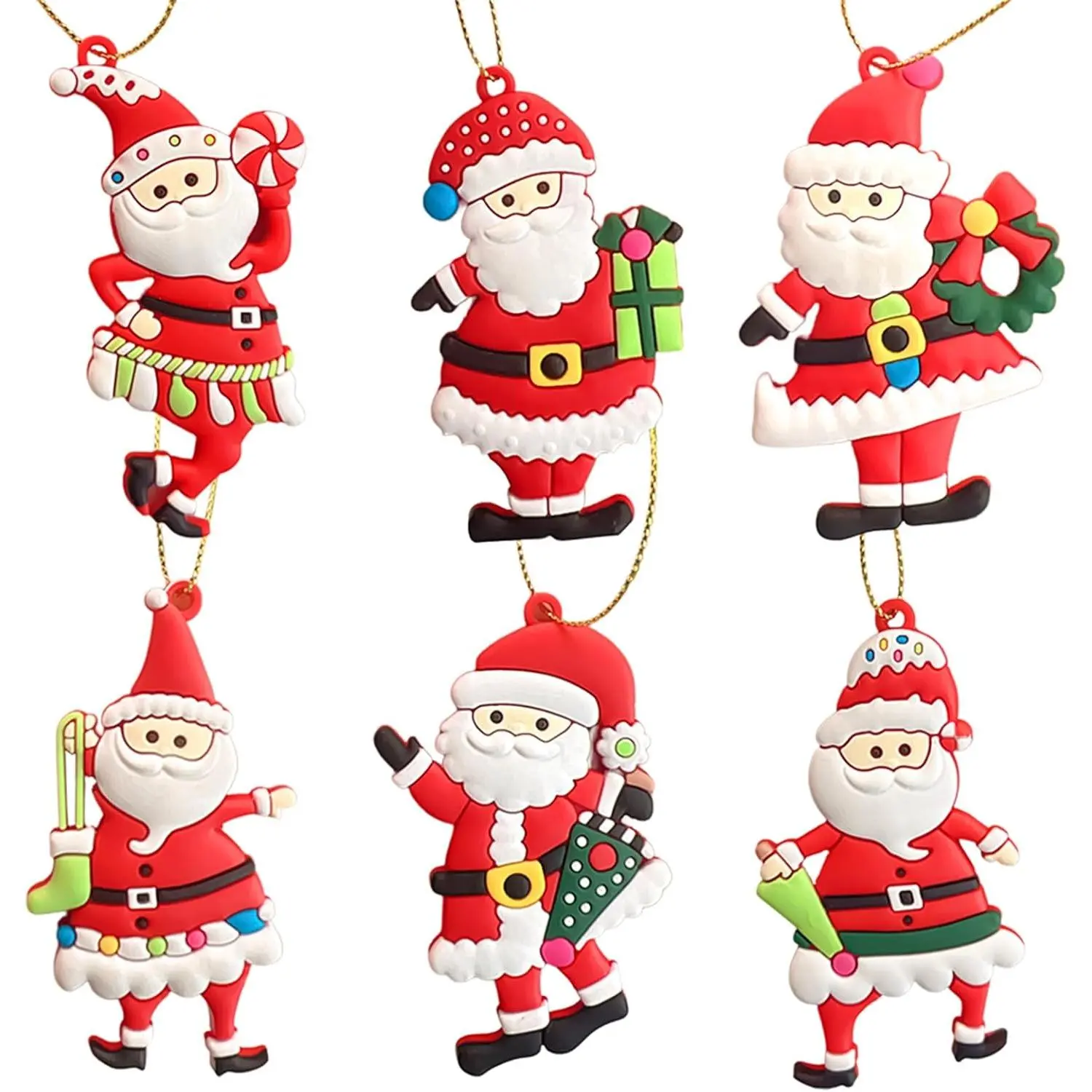 6 count Christmas Ornaments Cute Santa Claus Xmas Tree Decorations Santa Plastic Figurines Ornaments with Red Santa Claus for Christmas Tree  Party Ornaments DIY Decor 3 Inch Tall