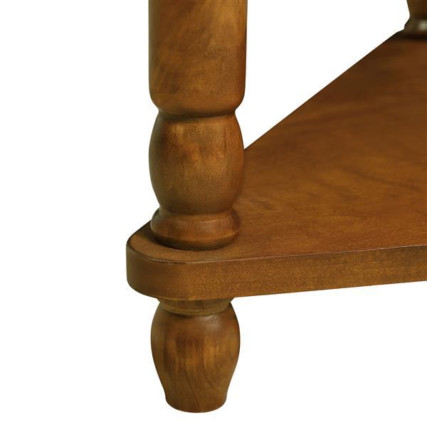 33.8'' Small Triangle Corner Table, Wood Corner Side Table for Small Spaces/ Living Room, 3 Tier End Corner Table with Solid Wood Legs, Brown(High end and high-quality)