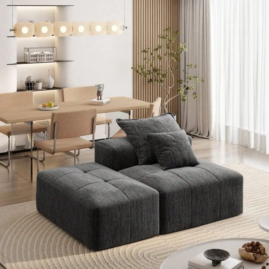 Oversized Modular Sectional Sofa,Sparkling Chenille Soft Cushion Sofa With 2 Pillows,Combination Tufted Sofa,No Assembly Required