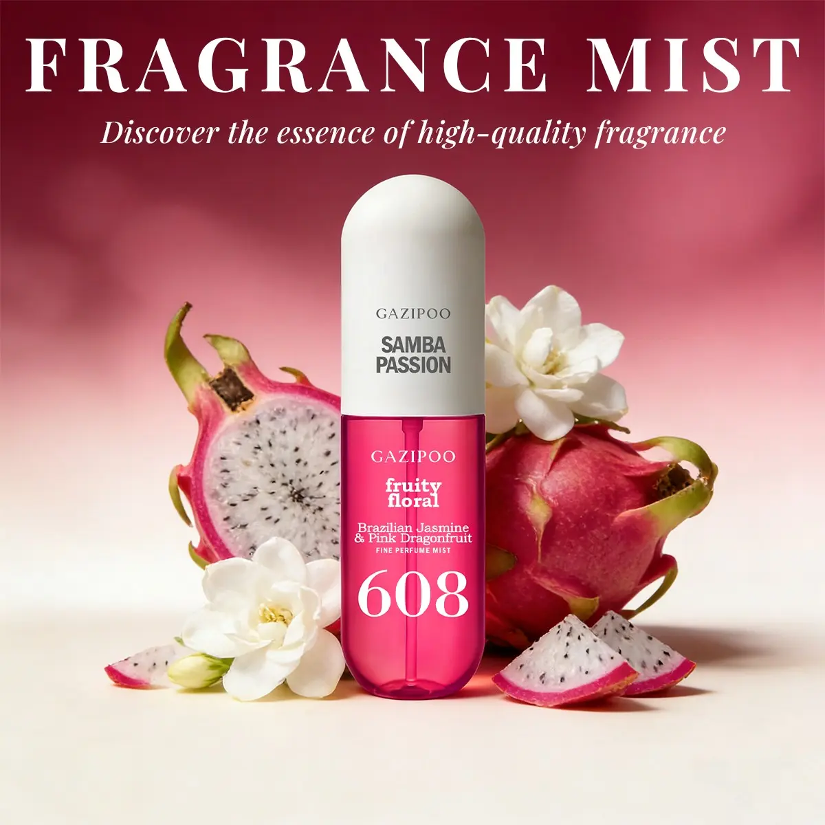 608 Samba Passion 50ML Perfume Spray, Tropical Floral Fruit Fragrance, Sweet Not Cloying, Ideal for Dates, Commute, Post-Workout