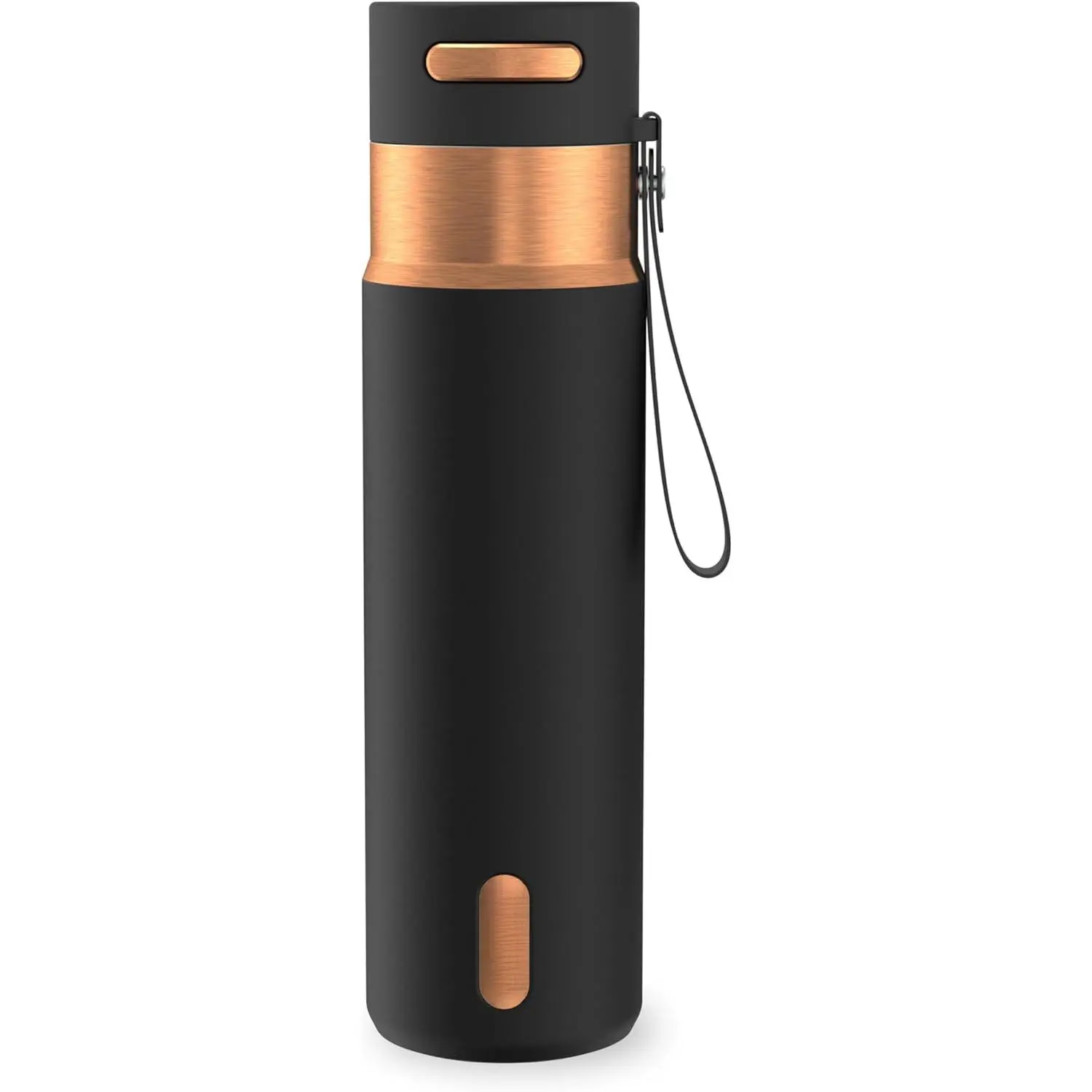 Stainless Steel Water Bottle 24 oz, Sleek Vacuum Insulated Design, Portable for Sports with Leak-Proof Push-Button Lid & Detachable Carrying Strap, BPA-Free