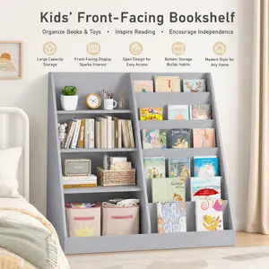 Littleox Kids Front-Facing Bookshelf, High-Quality MDF Large Capacity Storage for Books & Toys, Easy Assembly, Modern Design for Kids Room Living Room