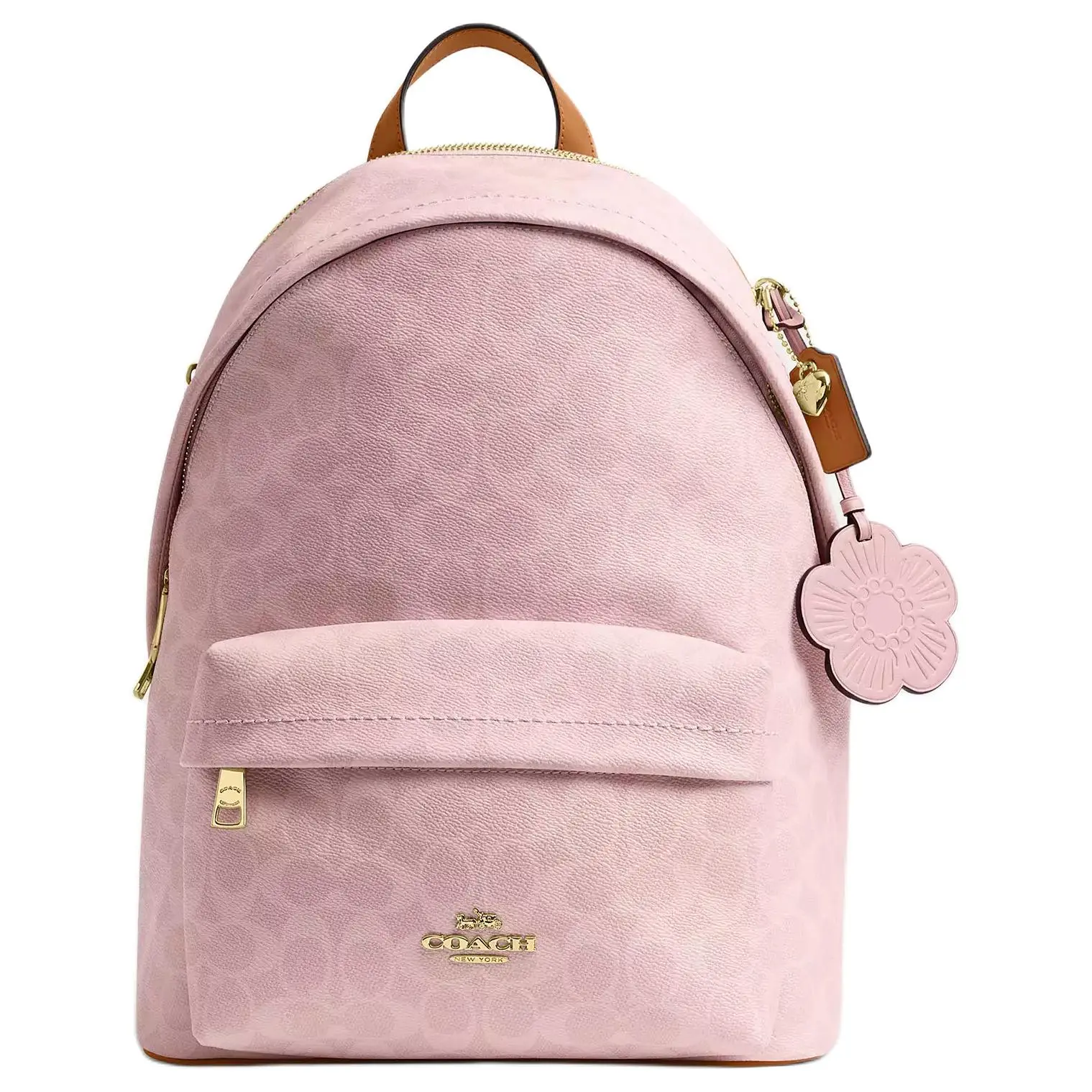 Women's Coach Taylor 27 Logo-Printed Pendant-Decorated Coated Canvas Large Pink Backpack, Carry-All, City Style, Carry-All Backpacks, City Style Backpacks