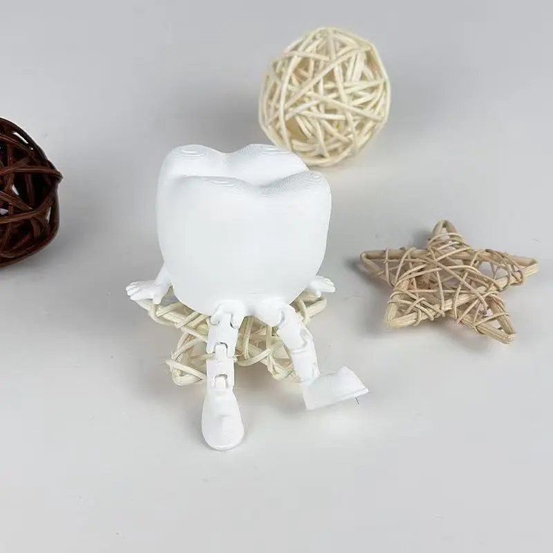 3D Printed Tooth Man Ornament, Interactive Dental Gift, Fun Oral Health Decor, Perfect for Dentists and Kids, Unique Tooth-Themed Decoration