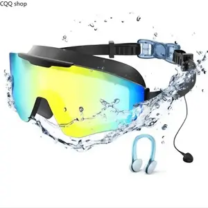 Adult Full Coverage Swim Goggles Anti Fog 3 Color UV Protective Lens Leakproof Soft Silicone Eyewear With Earplugs Nose Clip Adjustable Comfort Fit Waterproof Glasses For Pool Diving Beach Open Water Outdoor Swimming Daily Training