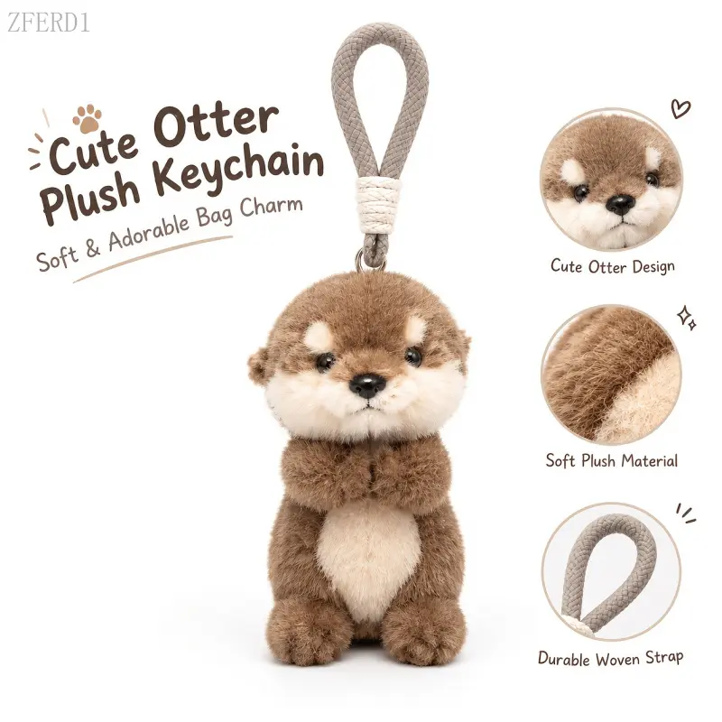 Cute Otter Plush Keychain - 15cm Soft Stuffed Sea Otter Charm, Kawaii Animal Bag Pendant Key Ring, Trendy Teen Gifts, Mini Gifts for Teen Girls