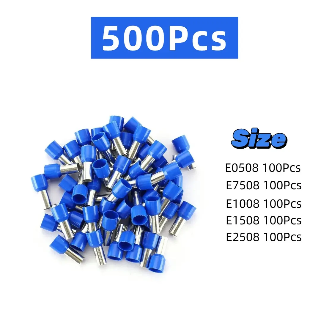 One Set 500-Piece Tubular Eyelet Terminal Kit, Pre-Insulated Wire Cable Crimp Connector Assortment, Terminal Connectors