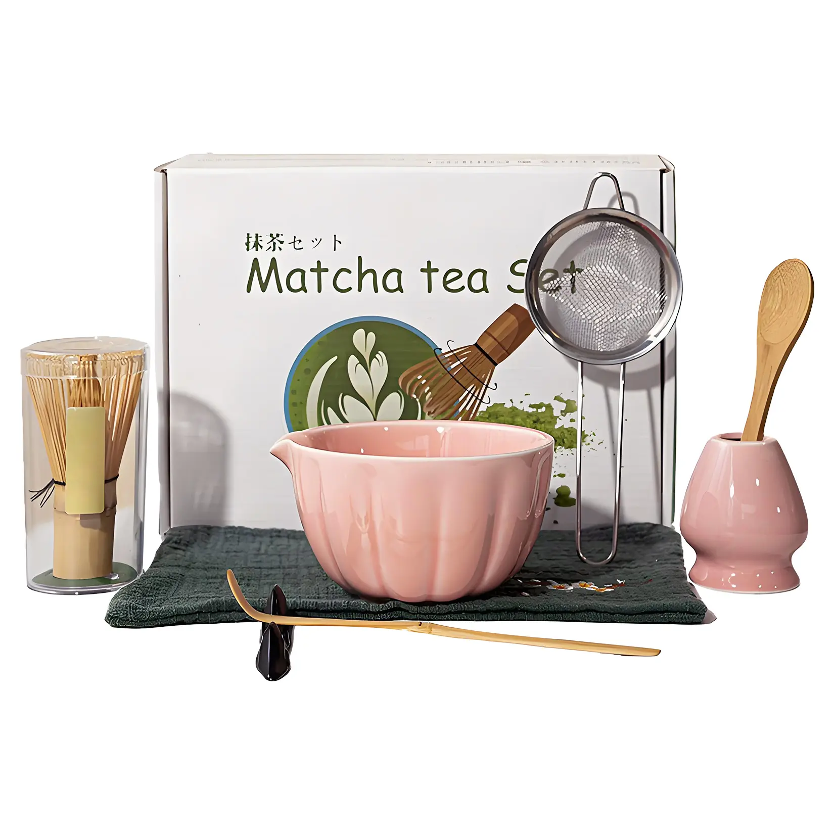8-Piece Japanese Matcha Set, Japanese Matcha Tea Making Set with Ceramic Matcha Bowl, Whisk, Scoop, Sifter, Whisk Holder & Brush, Matcha Starter Kit for Beginners and Tea Enthusiasts
