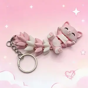 Articulated Fidget Animal Keychain Set, Moving Joint Dog & Fox Bag Charm, Stress Relief 3D Toy Keyring