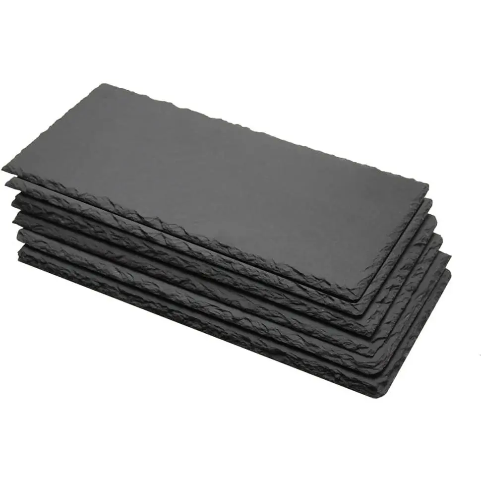 6 Pack 12 x 5.5 Inch Slate Cheese Board Slate Charcuterie Boards Slate Board, Individual Stone Plates for Cheese Meat Appetizers, Set of 6