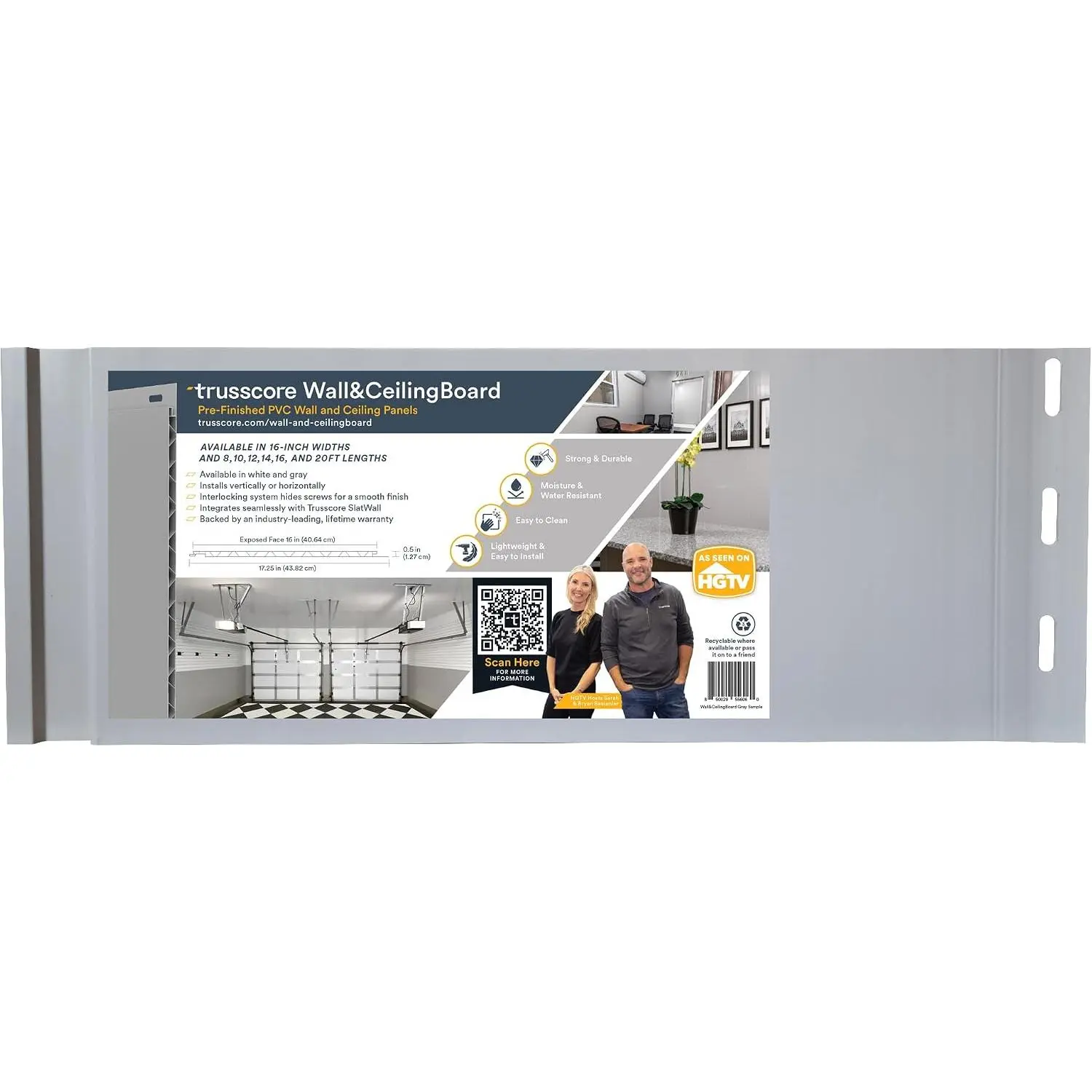 Wall&CeilingBoard, 16" Wide Panel - Sample (Gray)