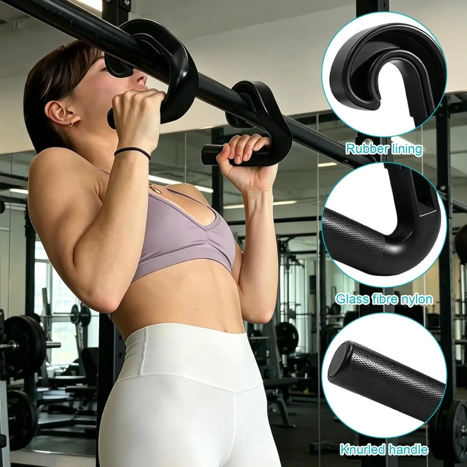 Neutral Grip Pull Up Handles (2-Pack) – Heavy Duty Nylon Handles for Pull-Ups, Deadlifts & Resistance Bands, \Non-Slip Ergonomic Grips – Gym & Home Workout Accessories