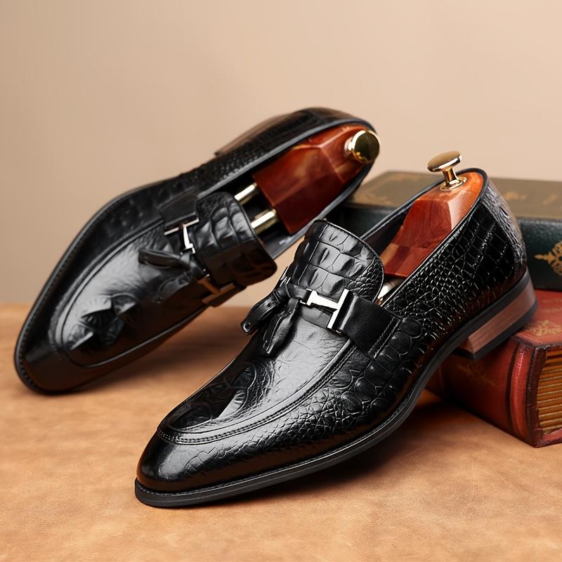 Men's Calfskin Square Toe Slip-On Loafers Luxury Dress Shoes